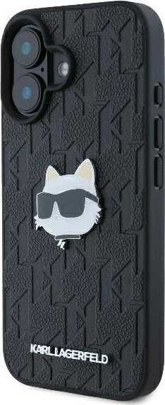 Mbështjellës Karl Lagerfeld Monogram Choupette Head Pin për iPhone 16, i zi