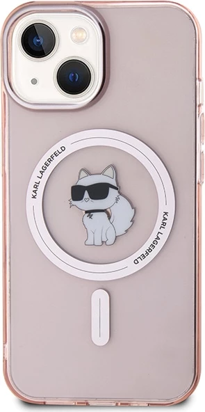 Mbështjellës Karl Lagerfeld IML Choupette MagSafe për iPhone 15, Rozë