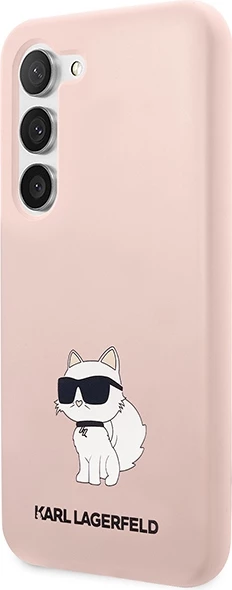 Mbështjellës Karl Lagerfeld Liquid Silicone Ikonik Choupette për Samsung Galaxy S23+, Rozë