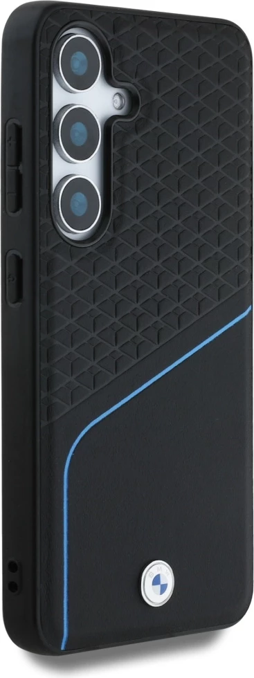 Mbështjellës BMW Leather Textured and Smooth MagSafe për Samsung Galaxy S25, i zi