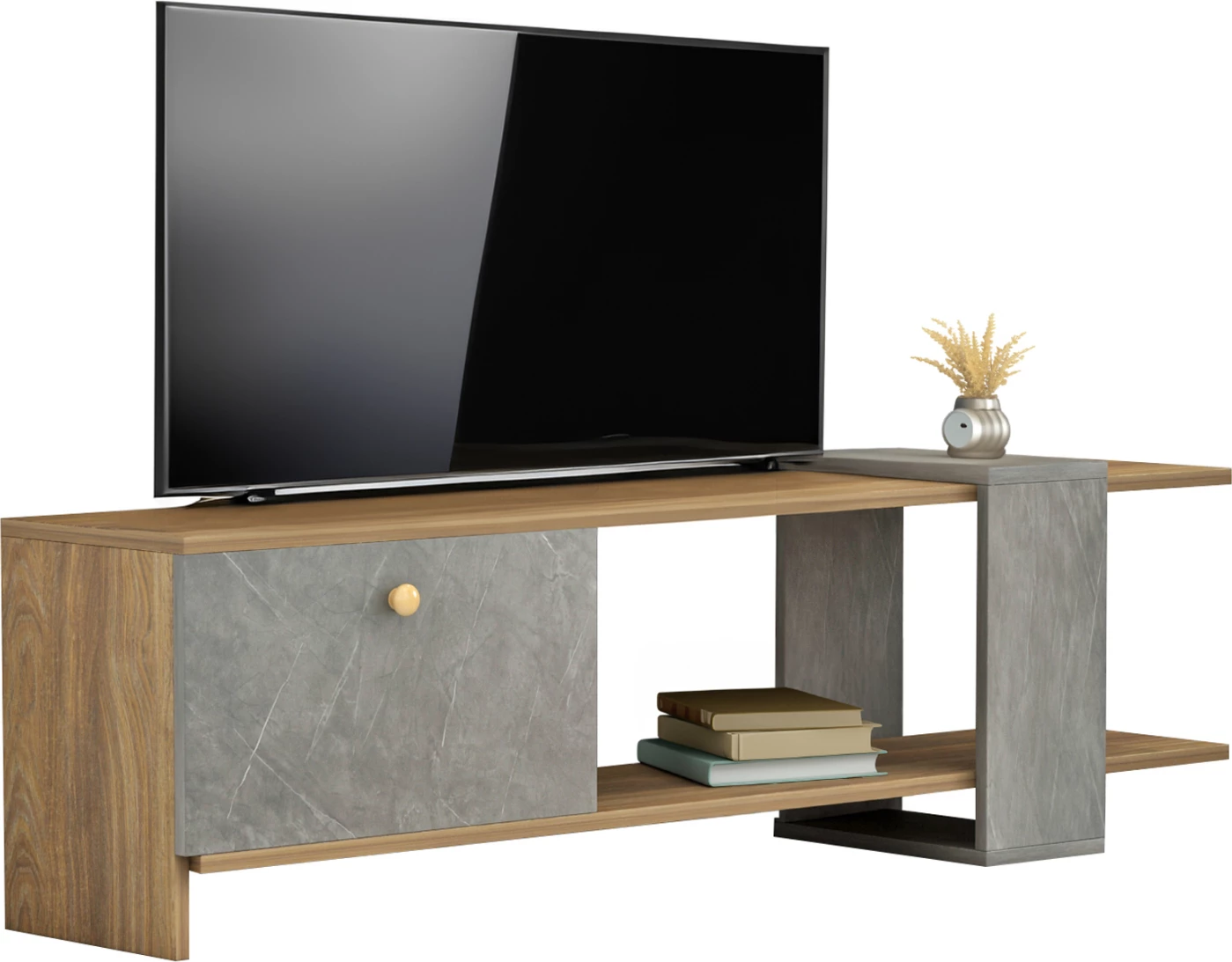 Komodë për TV Henriette FH8900.13, teksturë natyrale-guri, 120x25x37 cm