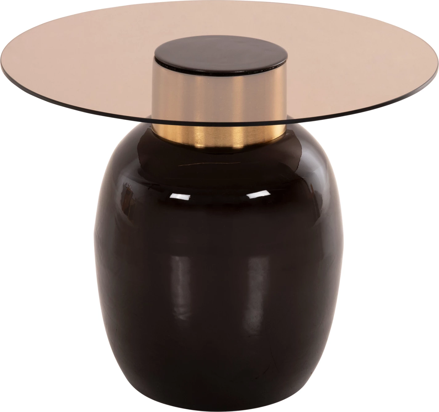 Tavolina anësore 2 copë FRYN FH9663 metalike, ngjyrë kafe dhe ari, Φ60 &Φ50 cm