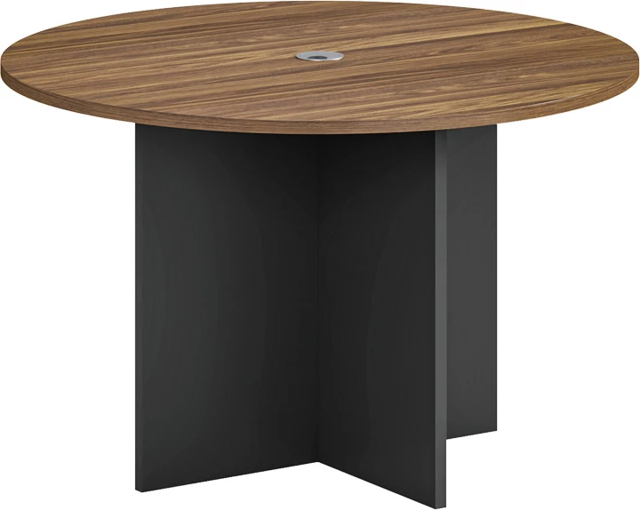 Tavolinë profesionale për zyre, rrumbullake, ngjyrë arre-antracit, Oscar, D150x76cm