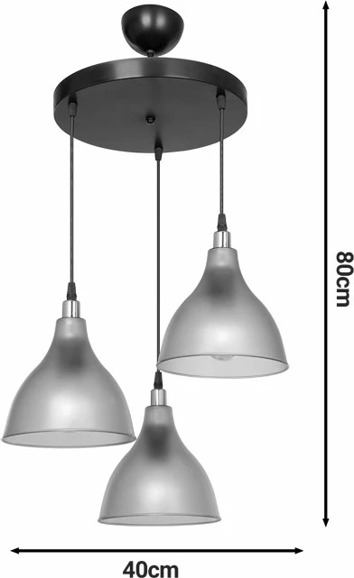 Llambë tavani me 3 drita Orazio E27 ngjyrë qelibar-e zezë D40x80cm