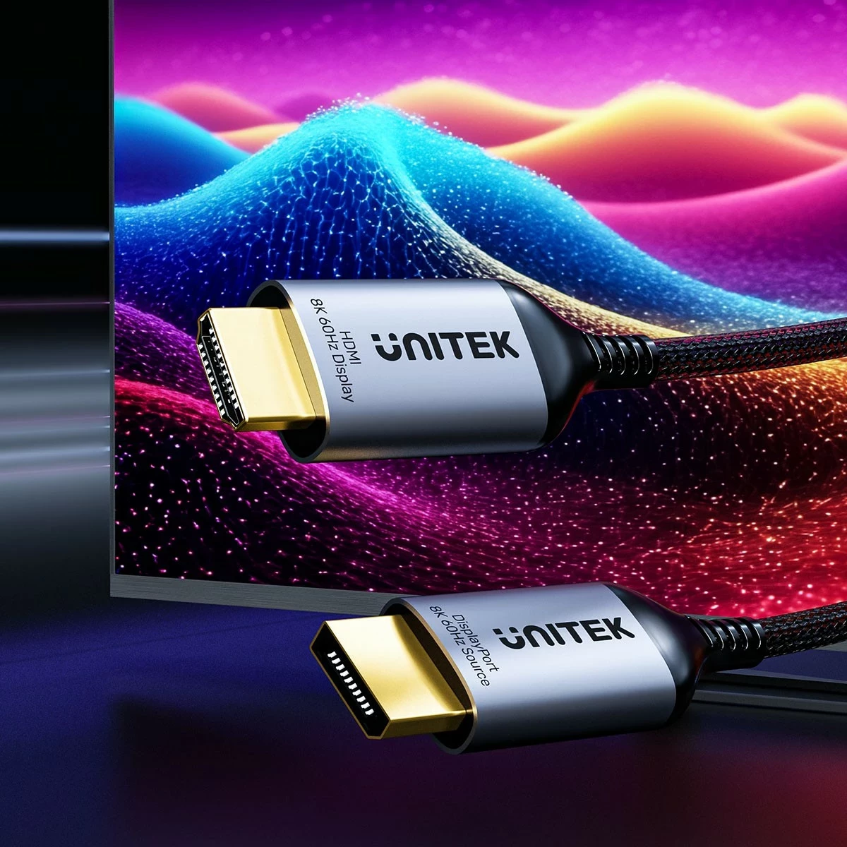 Kabëll Unitek DisplayPort 1.4 në HDMI 2.1, 8K, 1.8m, zi-argjendtë