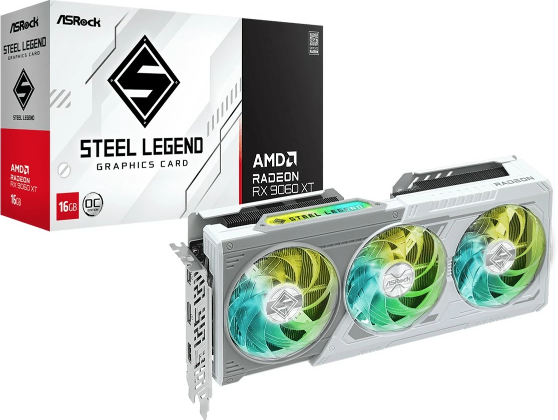 Kartelë grafike ASRock RX 9060 XT Steel Legend OC 16GB GDDR6 e bardhë