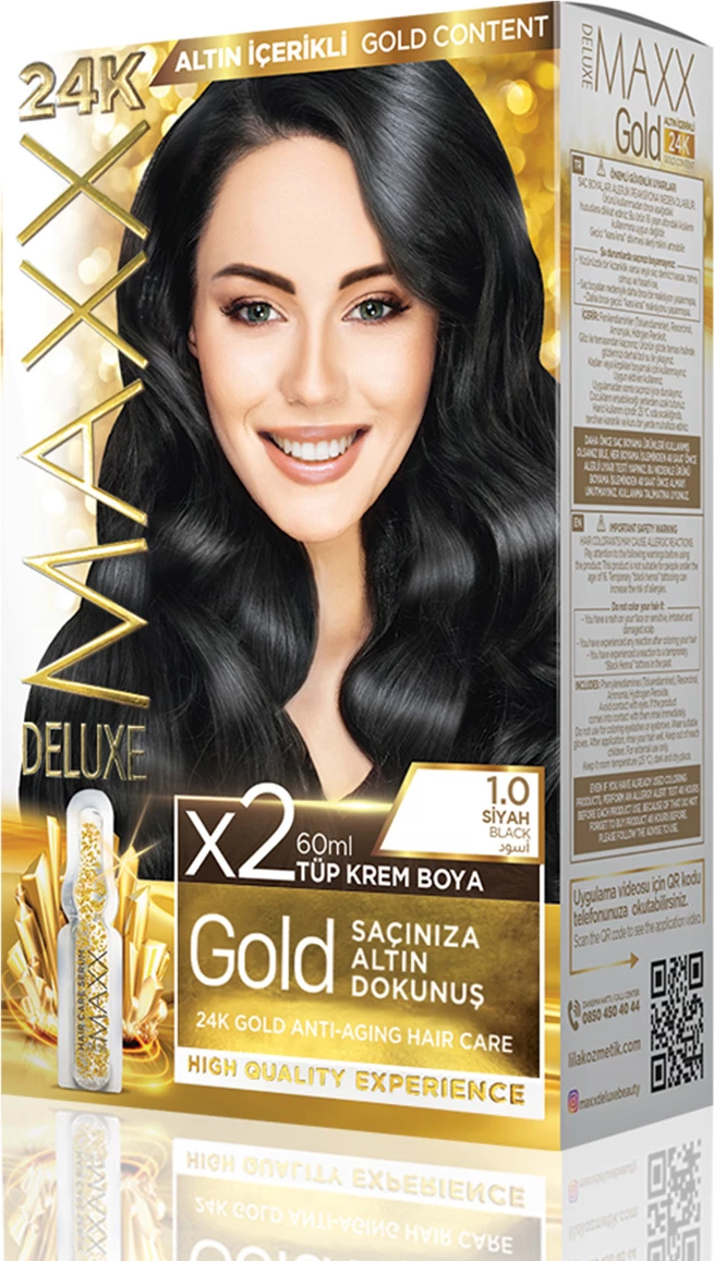 Ngjyrë për flokë MAXX GOLD SET 1.0 Black, 50 ml