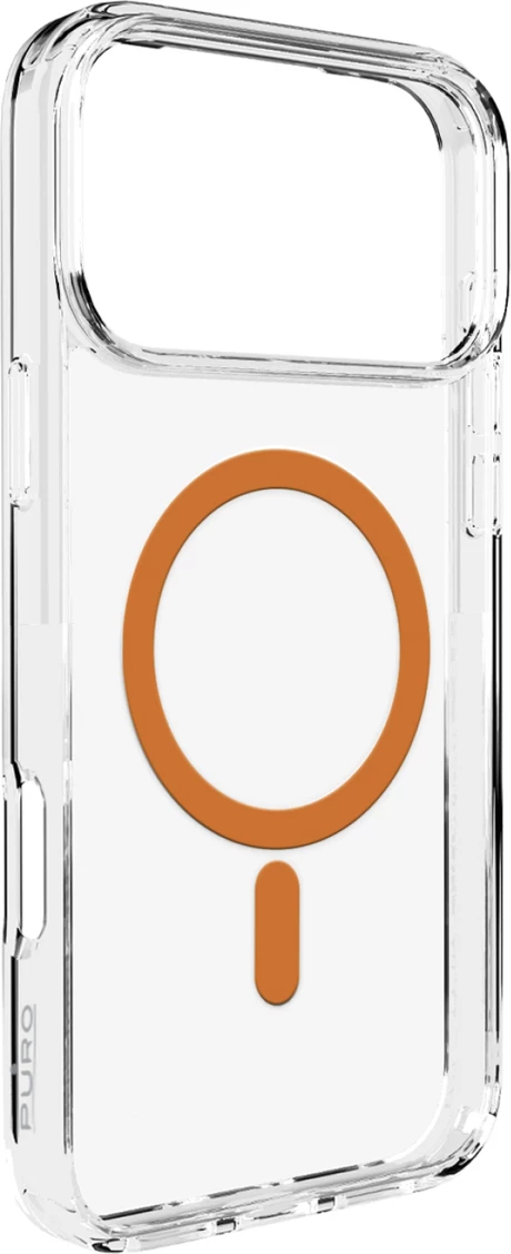 Mbështjellës Puro Lite Mag për iPhone 17 Pro Max, MagSafe, Transparent me unazë portokalli