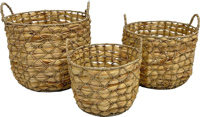 Set 3 shporta HANDYCONE, hiacint natyral, 37x37x36cm