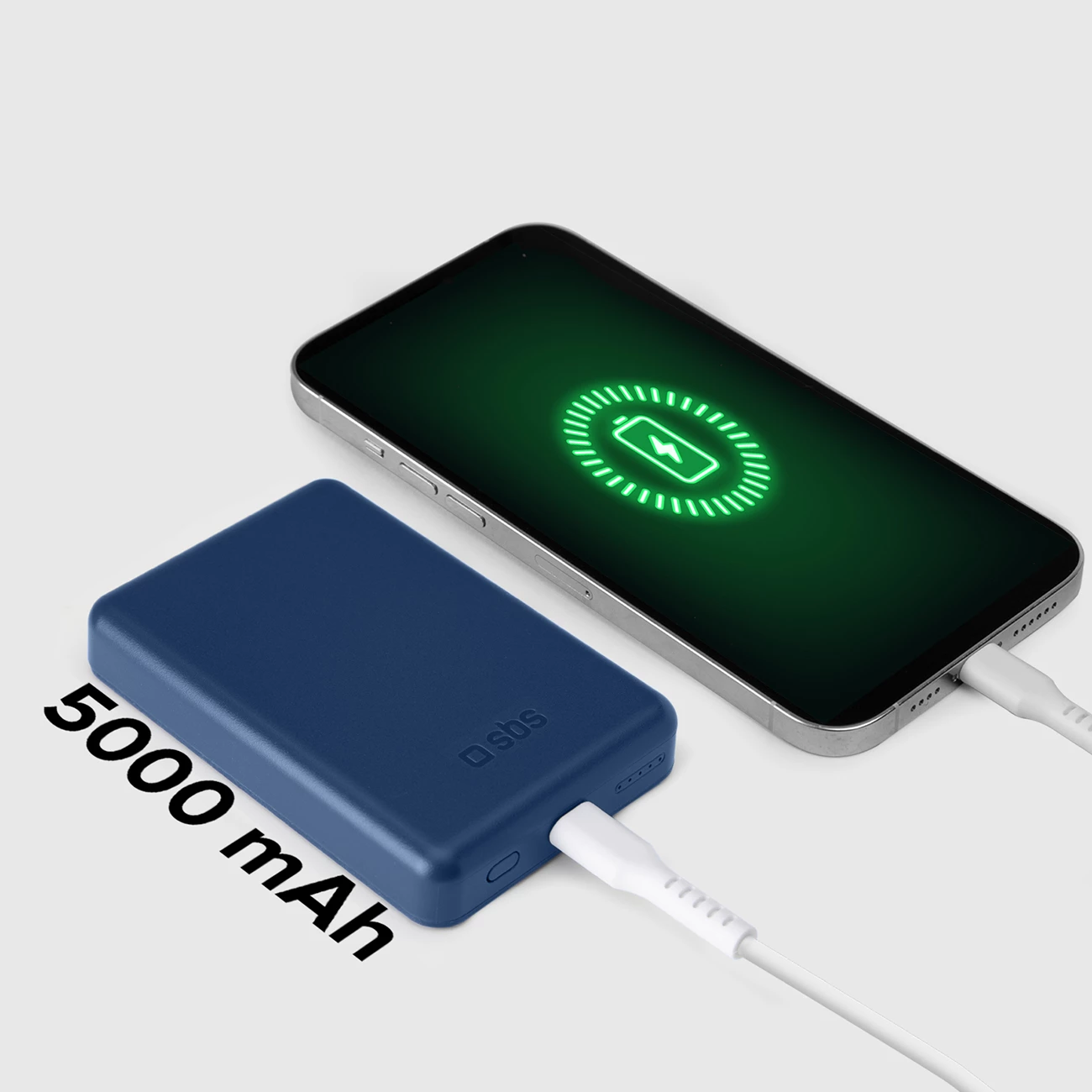 Powerbank SBS TEBB5000MAG1CB, 5000 mAh, MagSafe, Qi, USB-C, kaltër