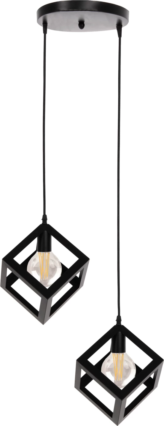 Llambë varëse tavani FH4035 2 kuba metalike të zeza Φ18x130Hcm