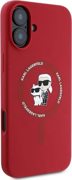 Mbështjellës Karl Lagerfeld Silicone KC Heads Ring MagSafe për iPhone 16 Plus, Kuq