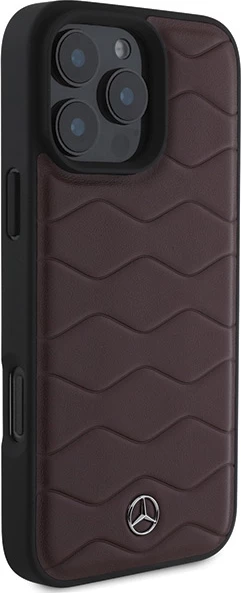 Mbështjellës Mercedes MB Waves për iPhone 16 Pro Max, lëkurë, Kuq