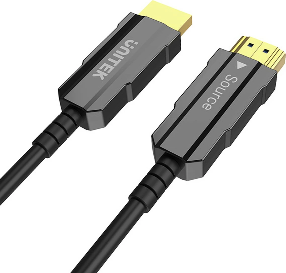 Kabllo HDMI optik Unitek C11072BK-15M, 15m, 4K60Hz, E zezë/Gri