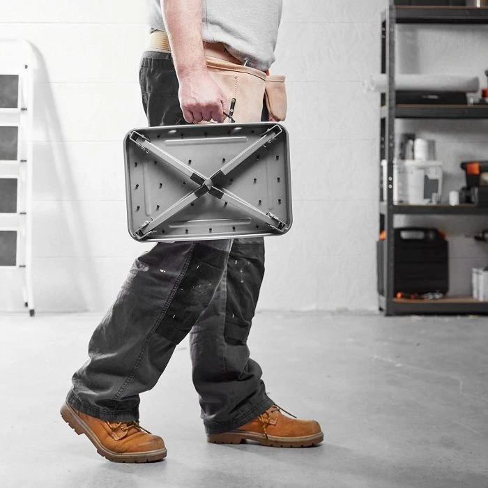 stol shkalle i palosshëm VONHAUS 3500099, çelik, platformë 37×26 cm, 46×32×17 cm, gri/zezë