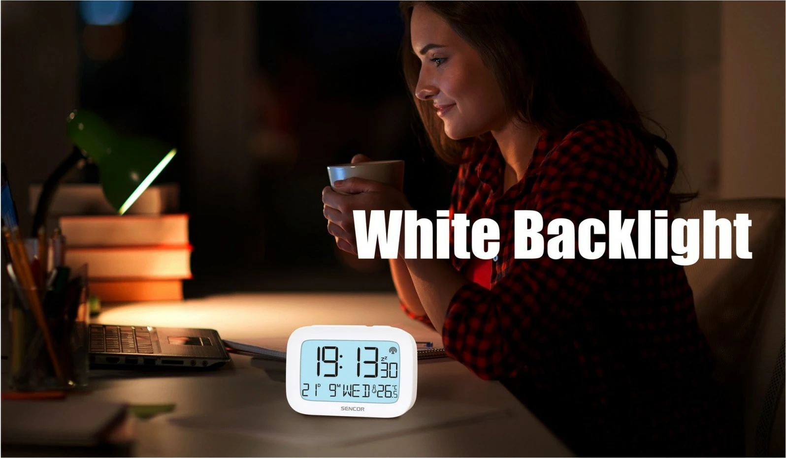 Orë alarmi Sencor SDC 2200 me termometër, e bardhë