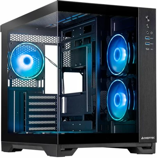 Kasë CHIEFTEC VISIO GM-30B-TG-OP ATX USB 3.2 Gen2 Type-C tempered glass me A-RGB fanë, e zezë