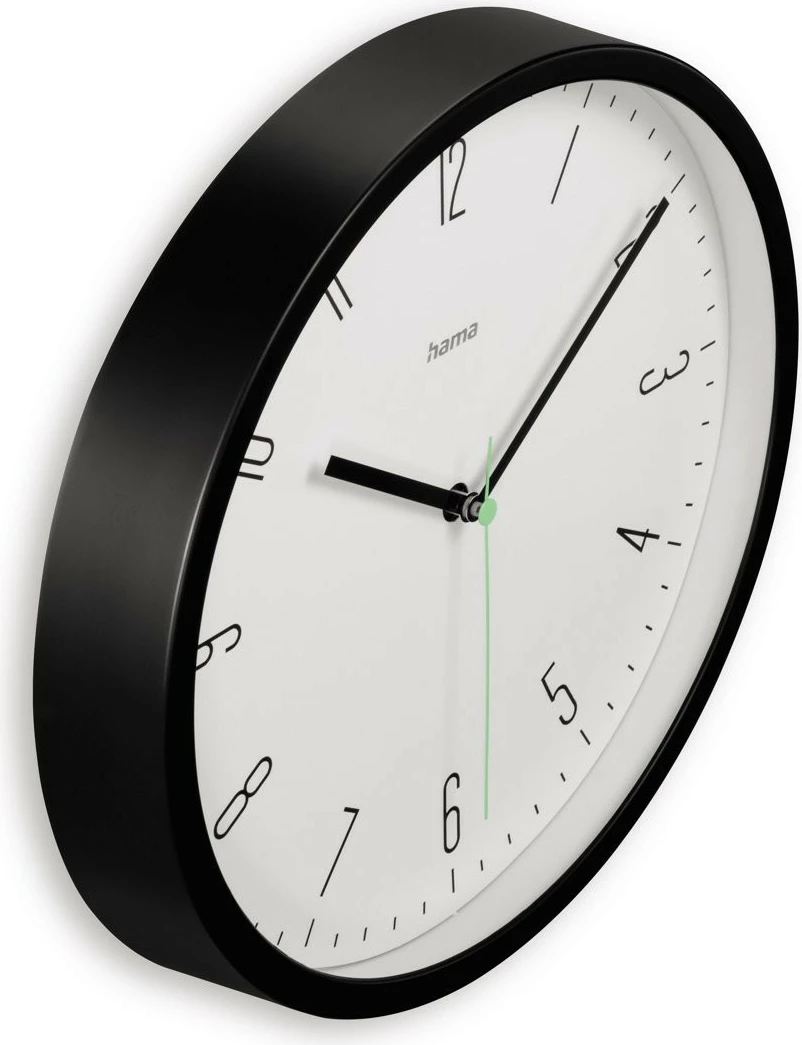 Orë muri Hama Capri, 25 cm, Analog, E zezë