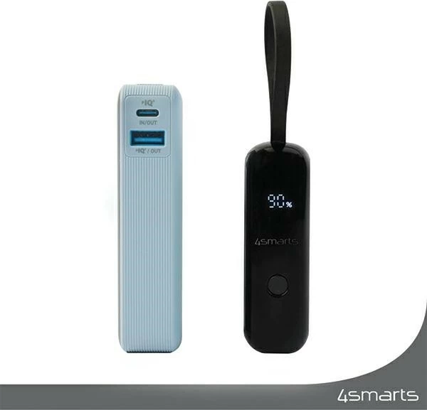 Powerbank 4smarts KAT06964 10000mAh 30W me kabllo USB-C të integruar 15cm me ekran LCD gri