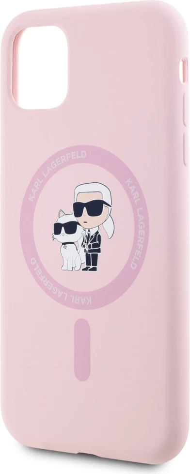 Mbështjellës Karl Lagerfeld Silicone Karl&Choupette MagSafe për iPhone 11, Rozë