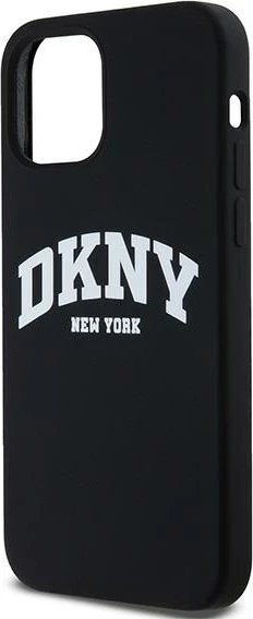 Mbështjellës DKNY Liquid Silicone me logo të bardhë, MagSafe, për iPhone 12/12 Pro, i zi