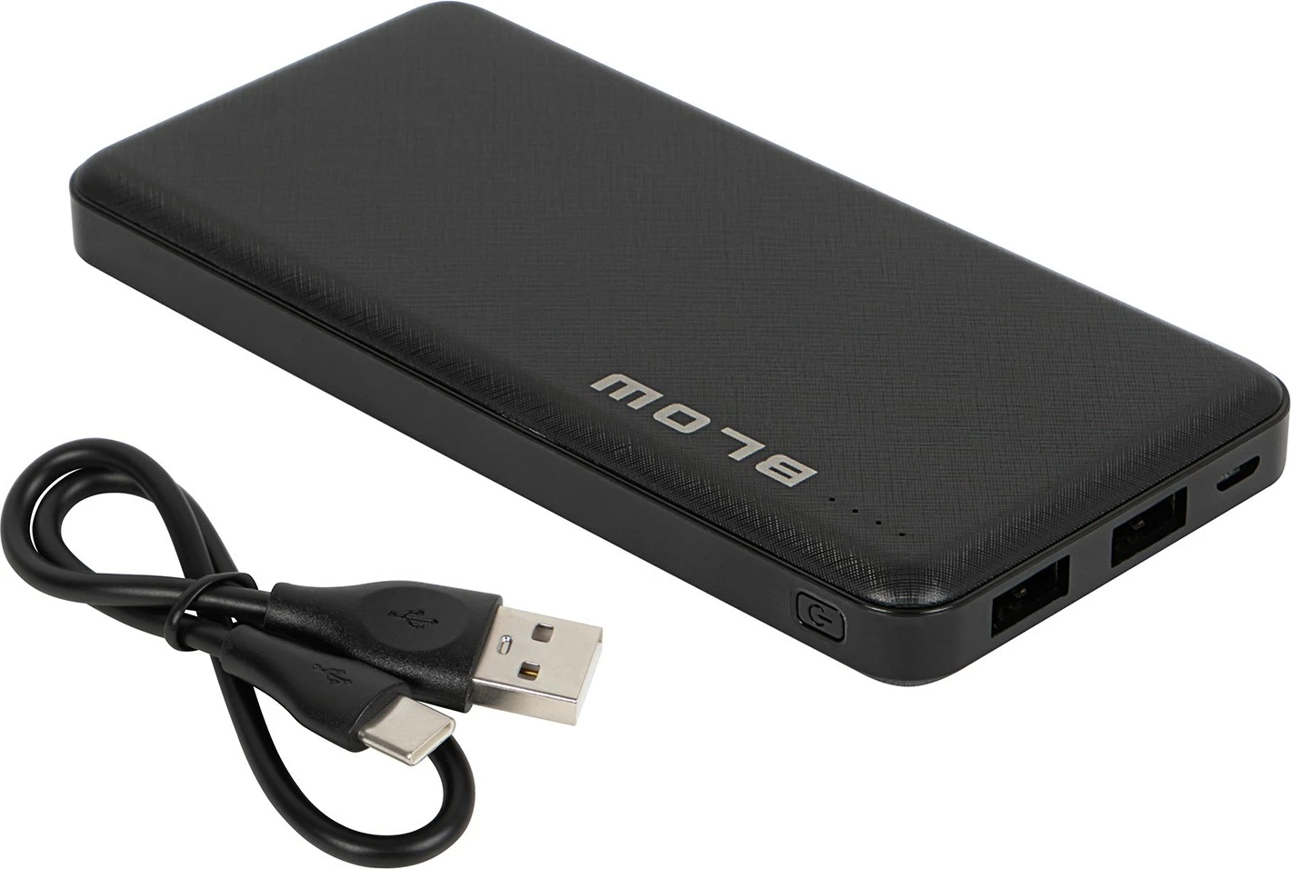 Power bank, BLOW, PB10A 10000mAh, 2x USB deri 2.1A, zi, set me kabllo
