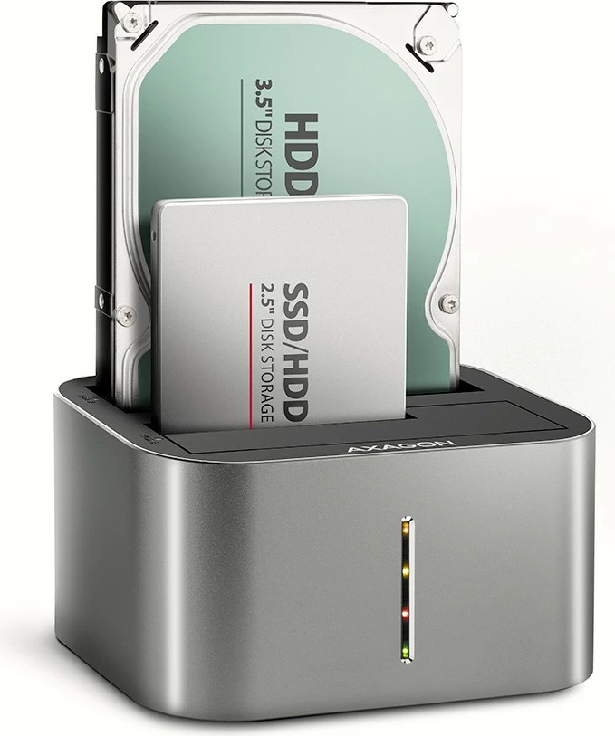 Stacion dokimi AXAGON ADSA-DC, për 2x HDD/SSD 2.5"/3.5", USB 3.2, Gri