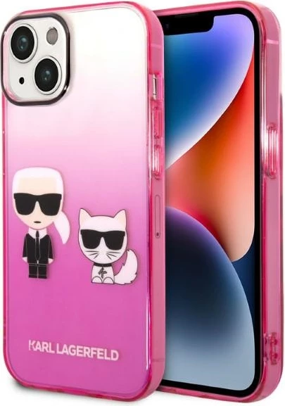 Mbështjellës Karl Lagerfeld KLHCP14MTGKCP për iPhone 14 Plus 6.7", rozë gradient