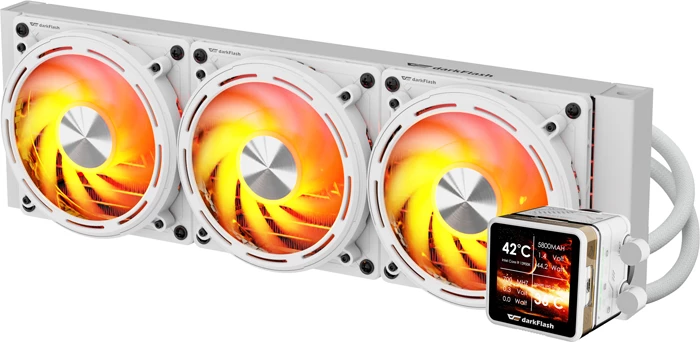 Ftohës uji për procesor, Darkflash Explore DE360, 360 mm, ekran IPS 2.88", ARGB, i bardhë