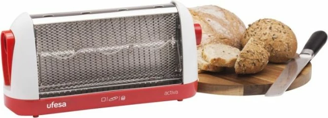 toster buke vertikal UFESA TT7963, 2 slote, 700W, 6 nivele pjekjeje, kuq/bardh