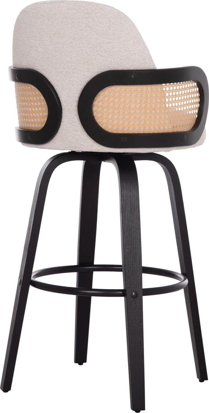 Karrige për bar rrotulluese BECKER, dru i zi, stof ecru, set prej 2 copë, 50x52x100cm