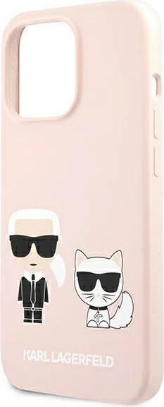 Mbështjellës Karl Lagerfeld KLHMP13XSSKCI për iPhone 13 Pro Max 6.7", silikon, MagSafe, rozë e çelët