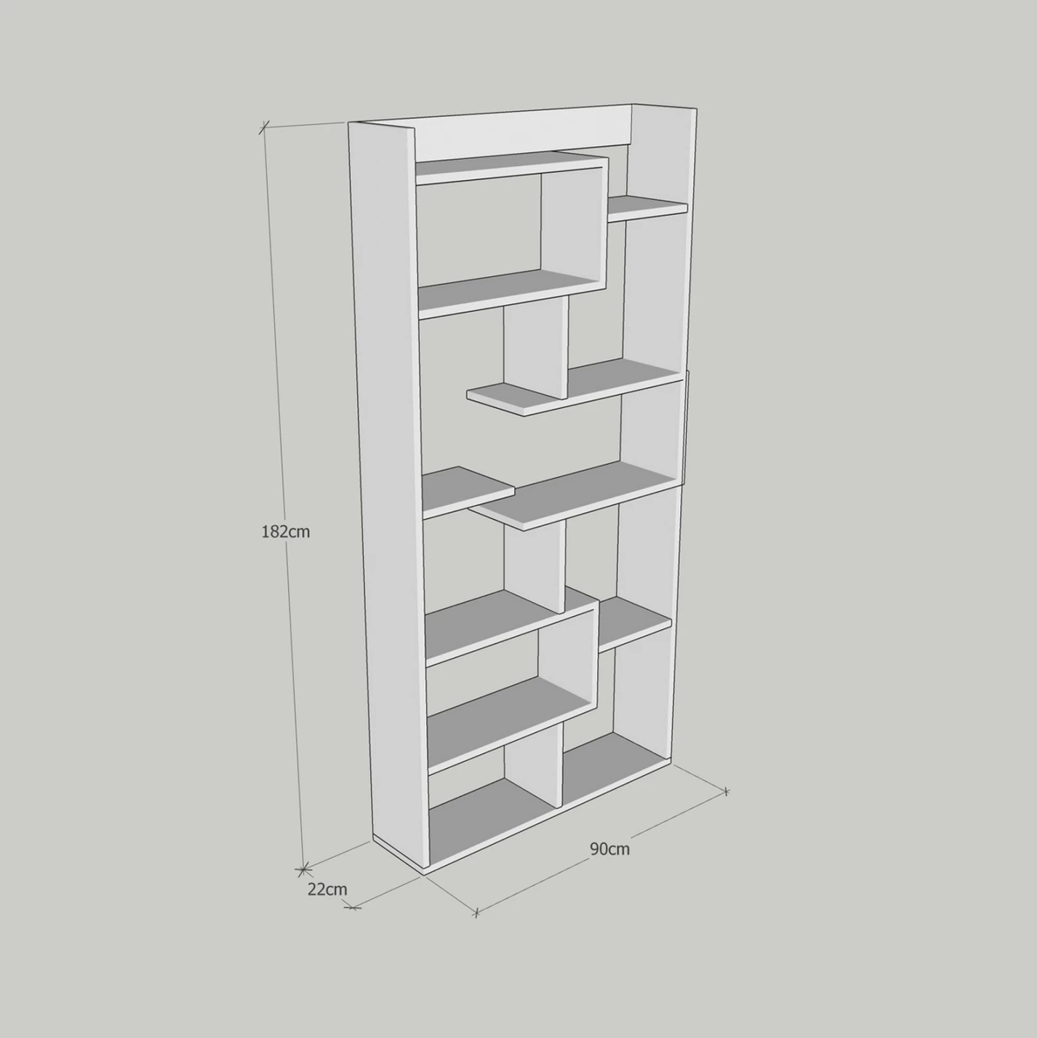 Raft librash melamine, ngjyrë e bardhë, FH8865.01, 90x22x182 cm