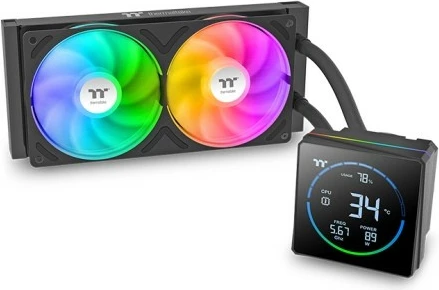 Ftohës uji AIO Thermaltake TH240-S V3 ARGB Sync 240mm, LCD, 2x ventilator, e zezë
