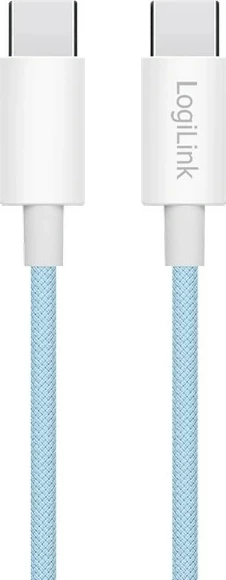 Kabëll USB-C LogiLink USB-C/USB-C 1.5m, 60W, najlon, kaltër