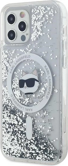Mbështjellës Karl Lagerfeld Liquid Glitter Choupette Head MagSafe për iPhone 12/12 Pro, Transparent