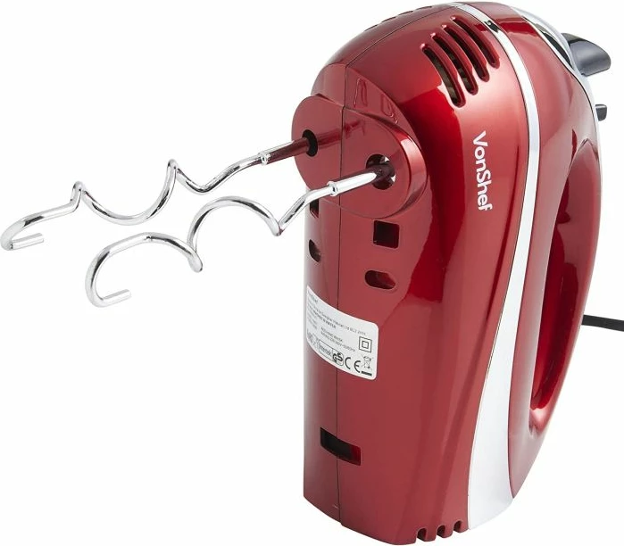 Mikser dore VONSHEF 2013077 300W 5 shpejtësi Turbo, i kuq
