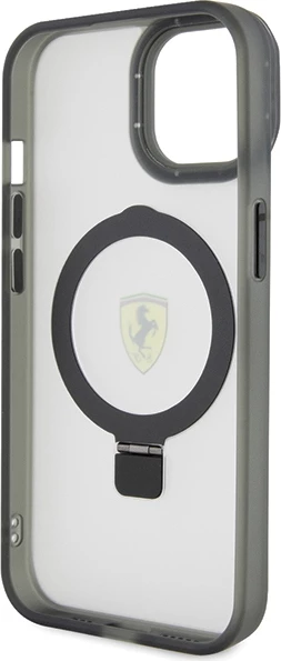 Mbështjellës Ferrari FEHMP15SUSCAH për iPhone 15 6.1", transparent, me ring stand dhe MagSafe