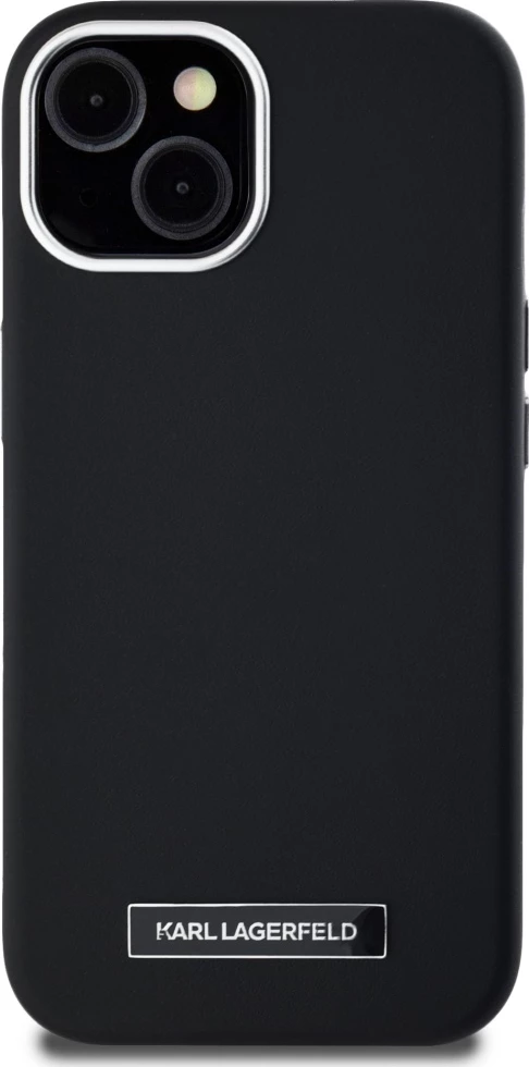 Mbështjellës Karl Lagerfeld FW Metal Plate MagSafe për iPhone 15, i zi