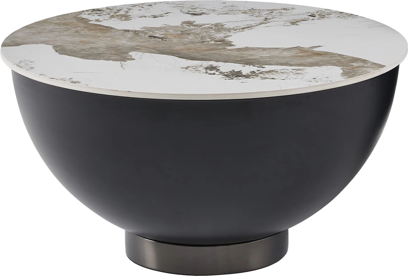 Tavolinë kafeje ERIDANO, metal i zi, gur i sinterizuar Pandora, 73x37cm