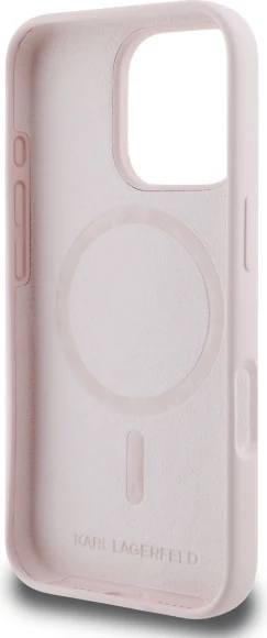 Mbështjellës Karl Lagerfeld Silicone Case Heads Print MagSafe për iPhone 16 Pro Max, Rozë