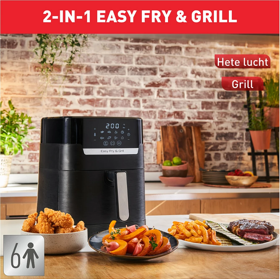 Fritezë me ajër të nxehtë Tefal Easy Fry & Grill EY5058, 4.2 L, e zezë