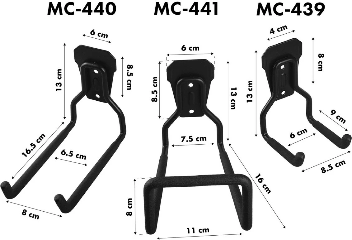 Mbajtëse muri për garazh Maclean MC-440, çelik, 35 kg, e zezë