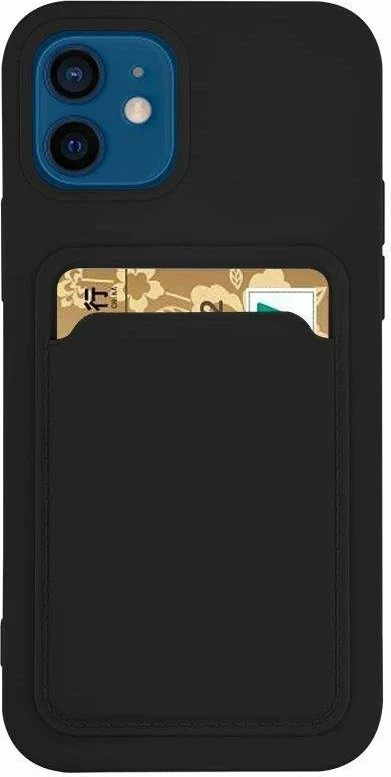 Mbështjellës silikon për celular Hurtel Card Case për Samsung Galaxy A42 5G, me ndarje për kartela, Zi