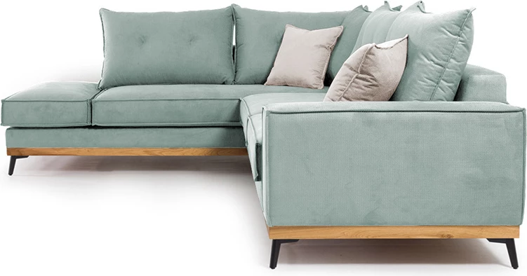 Kënd divan Luxury II këndi i djathtë, pëlhurë ciel-krem, 290x235x95cm