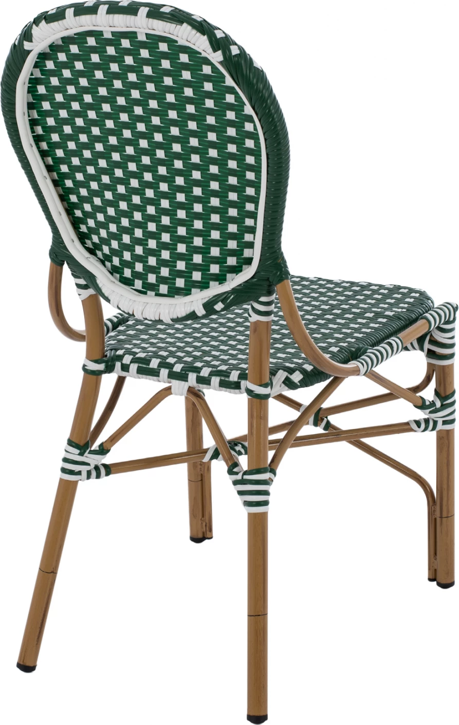 Karrige alumini pamje bambuje me thurje jeshile dhe bardhë FH5792.01 47x55x98 cm