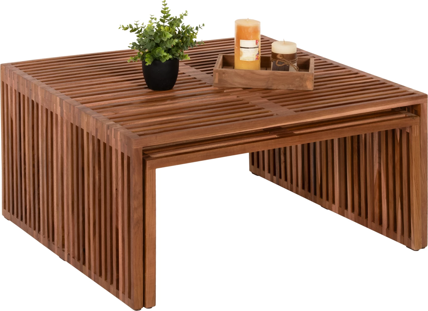 Set tavolinash kafeje NYA FH9546 dru tik ngjyrë natyrale 86x79x46H cm