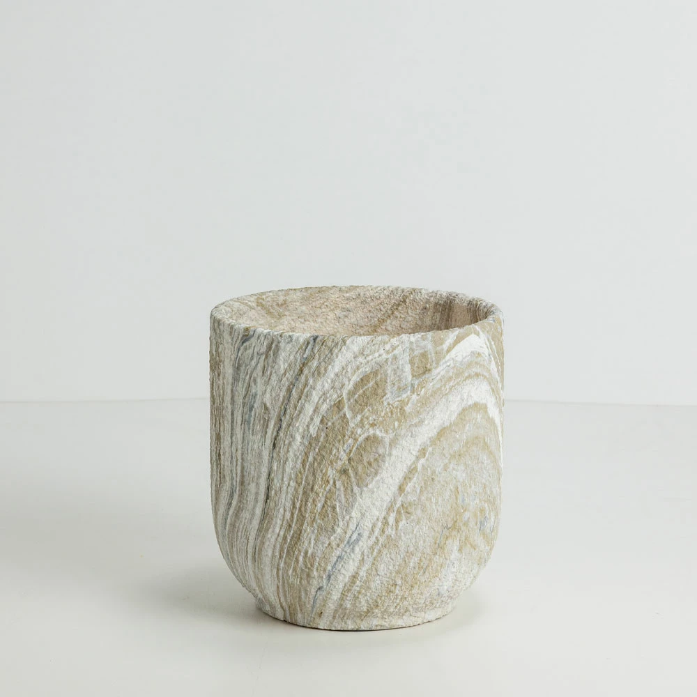 Set vazo PEDRA 3 copë, qeramikë, bezhë-bardhë, 30x30x31cm