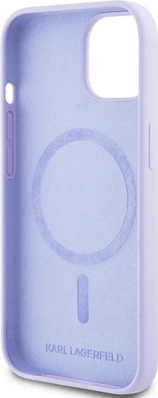 Mbështjellës Karl Lagerfeld Silicone Karl&Choupette Heads Ring MagSafe për iPhone 15, Violet