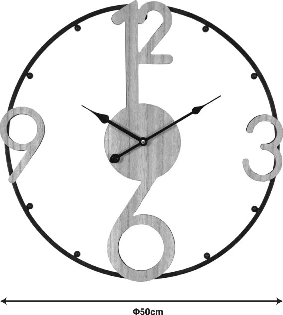 Orë muri Broda Inart metalike, ngjyrë e zezë, 50x3x50cm